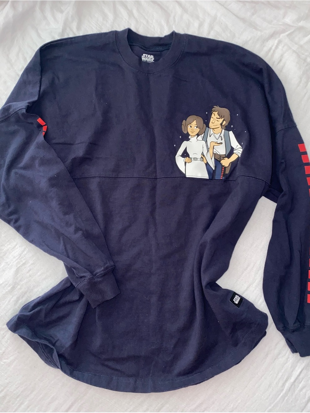 Star Wars Navy Graphic Crewneck Sweatshirt with Leia & Han Print